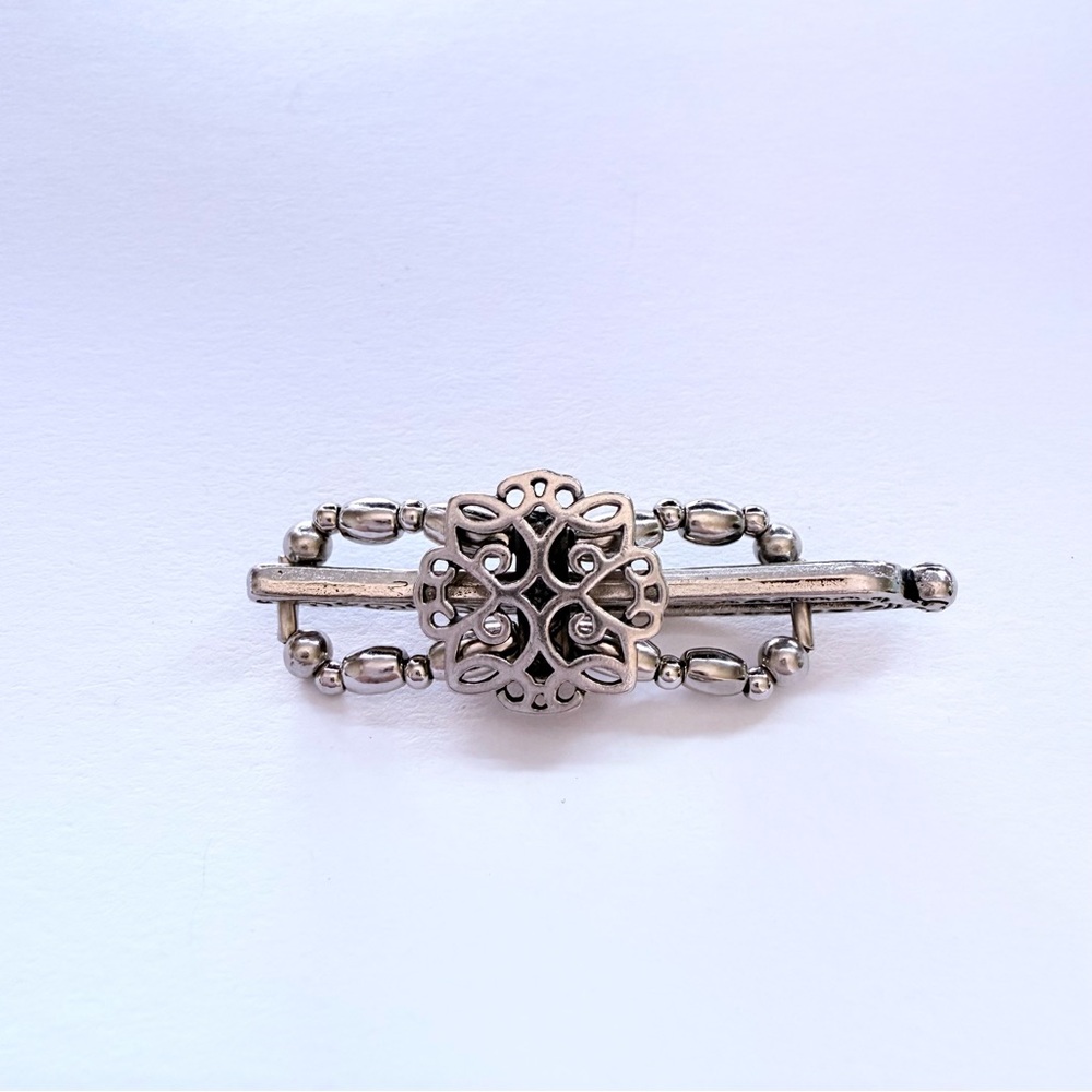 Elegant Silver Lilla Rose Decorative Beaded Hair Clip XXS Flexi Clip Tiny Spring